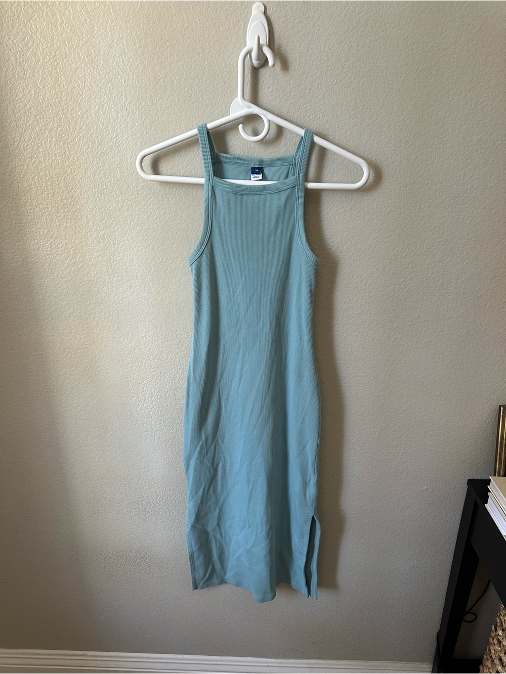 Old Navy Light Blue Ribbed Tank Midi Dress